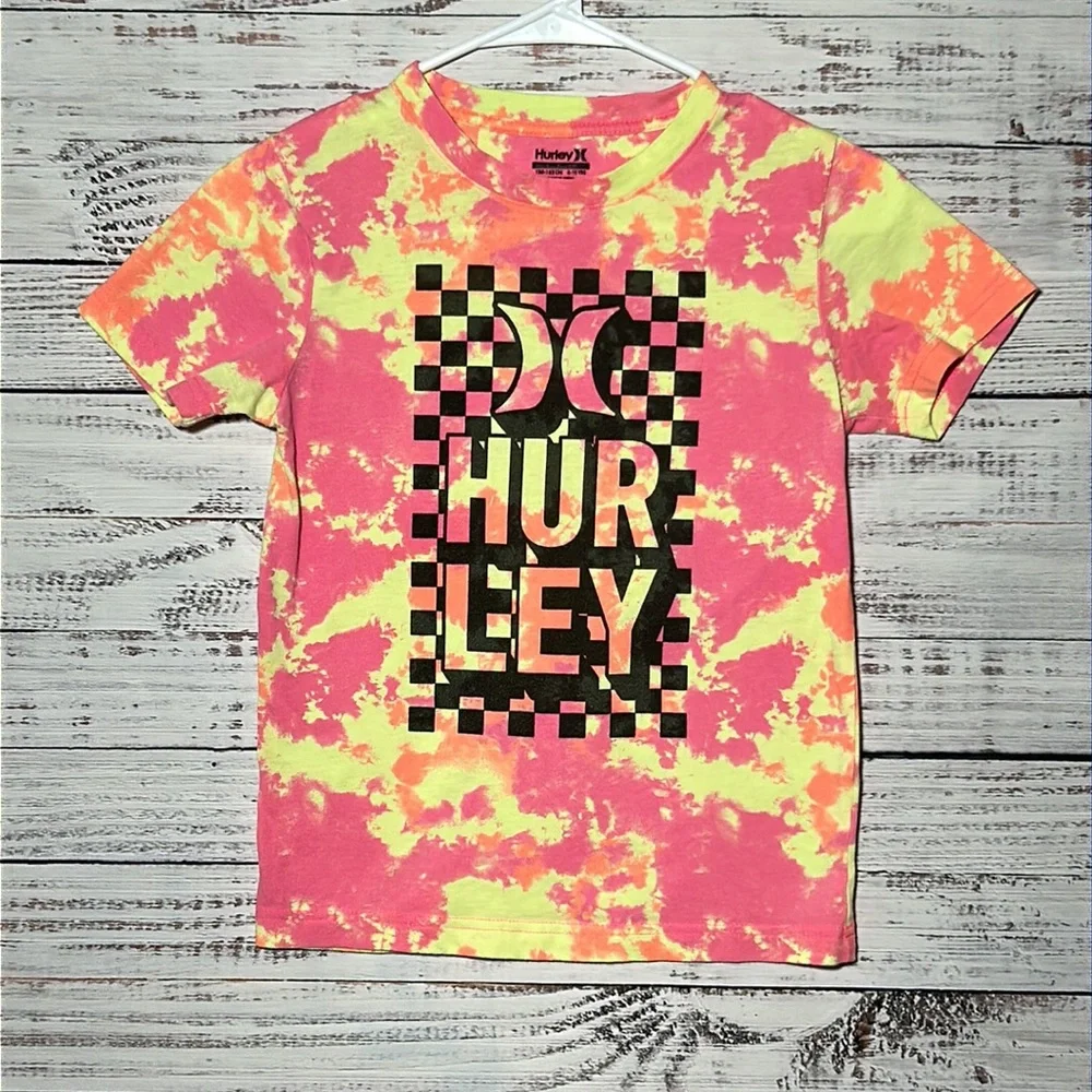 Hurley Big Boys Tie Dye Logo Short Sleeve T-Shirt Small